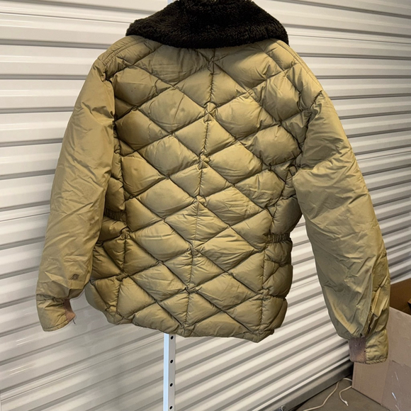 Vintage 1953 Comfy Goose Down Insulated Jacket M Tan Brown Fur Collar - Picture 12 of 14